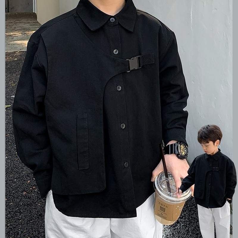 Dječja košulja - Korejski stil, ovratnik s reverom, dugi rukav, jesen, uzrast 3–8 godina