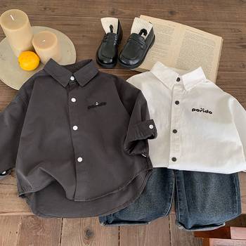 Jimmy@carte Dječja košulja s dugim rukavima, 100% pamuk, uzorak s slovima, ležerni stil, za uzrast 3–8 godina, jesen 2025