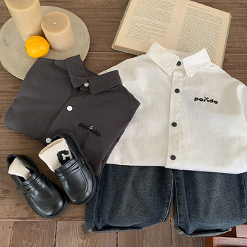 Jimmy@carte Dječja košulja s dugim rukavima, 100% pamuk, uzorak s slovima, ležerni stil, za uzrast 3–8 godina, jesen 2025