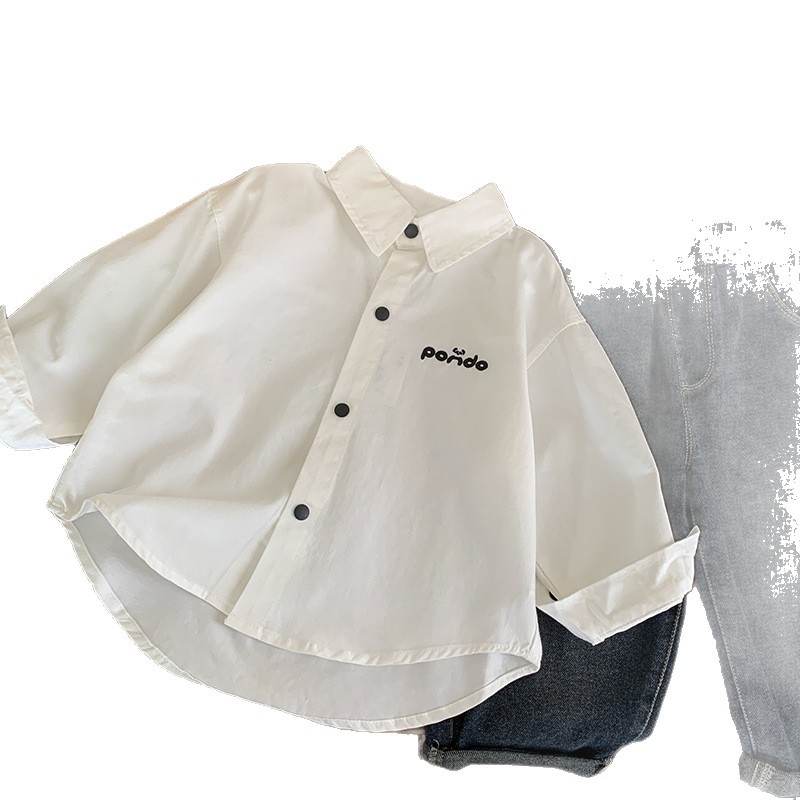 Jimmy@carte Dječja košulja s dugim rukavima, 100% pamuk, uzorak s slovima, ležerni stil, za uzrast 3–8 godina, jesen 2025