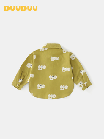 Dječja košulja - korejski stil, ovratnik s reverom, dugi rukavi, životinjski uzorak (Uzrast 1–3 godine; proljeće–jesen; 50% pamuk + 50% lyocell)