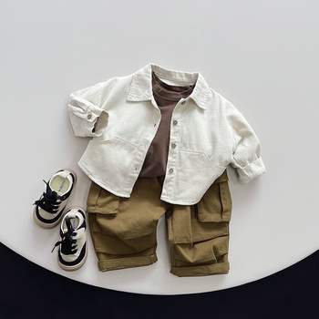 Dječja košulja, korejski stil, dugi rukavi, 100% pamuk, mekana tkanina