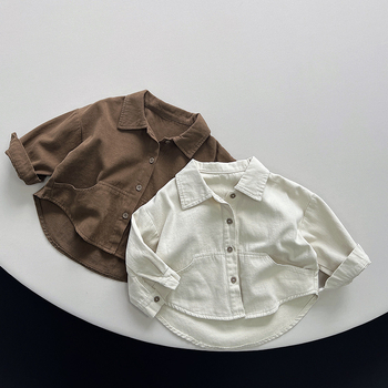 Dječja košulja, korejski stil, dugi rukavi, 100% pamuk, mekana tkanina