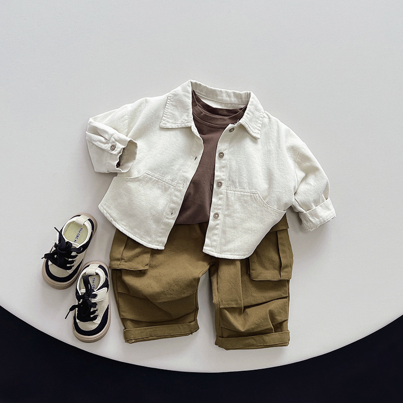 Dječja košulja, korejski stil, dugi rukavi, 100% pamuk, mekana tkanina