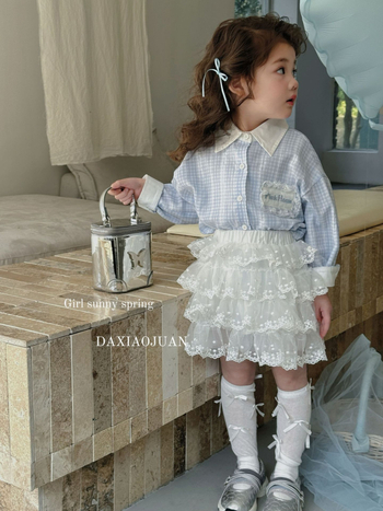 Dječja košulja za djevojčice, korejski stil, dugi rukavi, 60% pamuk, uzrast 3–8 godina