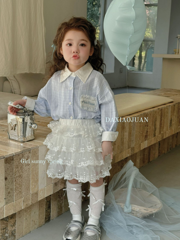 Dječja košulja za djevojčice, korejski stil, dugi rukavi, 60% pamuk, uzrast 3–8 godina