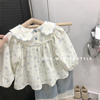 Dječja košulja za djevojčice s dugim rukavima, princes stil, 95% pamuk, uzrast 3–8 godina