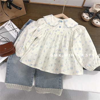 Dječja košulja za djevojčice s dugim rukavima, princes stil, 95% pamuk, uzrast 3–8 godina