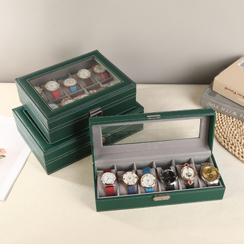 Kutija za satove sa 12 pretinaca, prozorom, zaključavanje, kožna izložbena kutija
