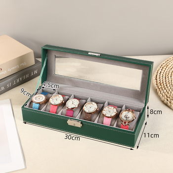 Kutija za satove sa 12 pretinaca, prozorom, zaključavanje, kožna izložbena kutija