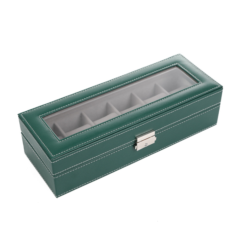 Kutija za satove sa 12 pretinaca, prozorom, zaključavanje, kožna izložbena kutija