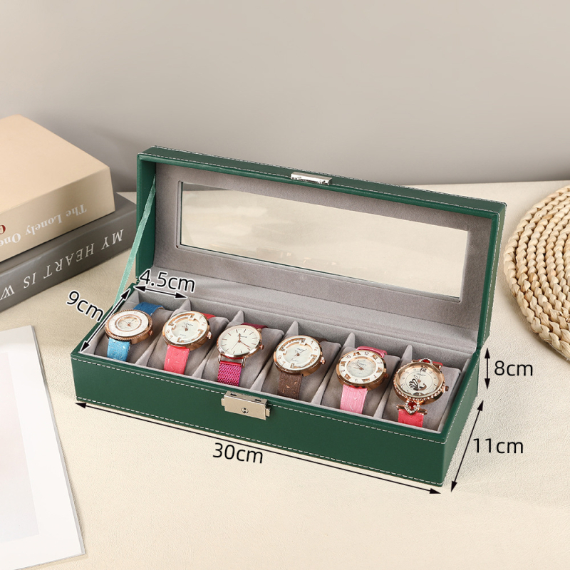 Kutija za satove sa 12 pretinaca, prozorom, zaključavanje, kožna izložbena kutija