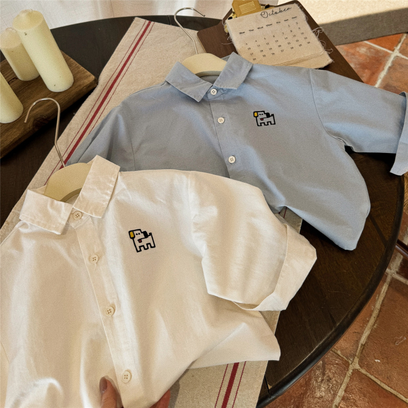 Dječja košulja s dugim rukavima, korejskog stila, V-izrez (80% pamuka)