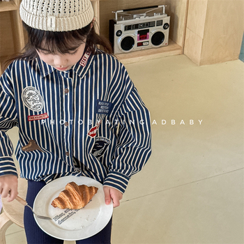 Dječja košulja s okruglim izrezom, dugim rukavima, pamuk (90% pamuka), karirani i jednobojni uzorak, stil k-style.