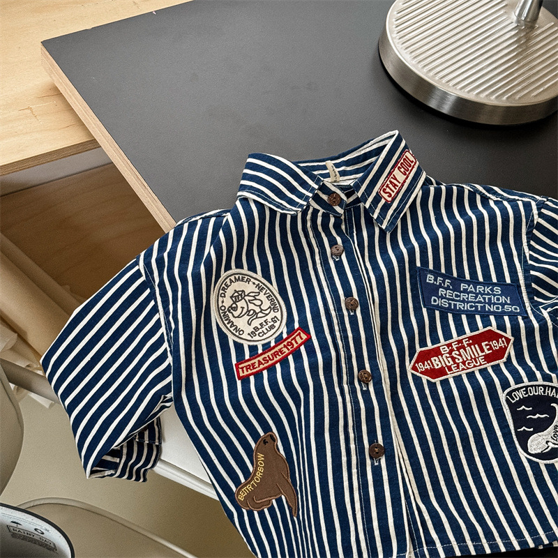 Dječja košulja s okruglim izrezom, dugim rukavima, pamuk (90% pamuka), karirani i jednobojni uzorak, stil k-style.