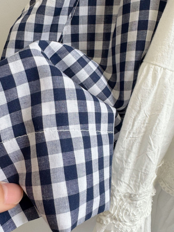 Dječja Mori-stil pamukasta karirana košulja bez rukava, okrugli izrez, korejski stil, mekan materijal, ljeto 2025 (pamuk, mekan materijal, bez rukava, okrugli izrez, ljeto 2025)