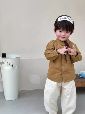 Dječja košulja s dugim rukavima, vezen lisicu, okrugli izrez, 100% pamuk, unisex