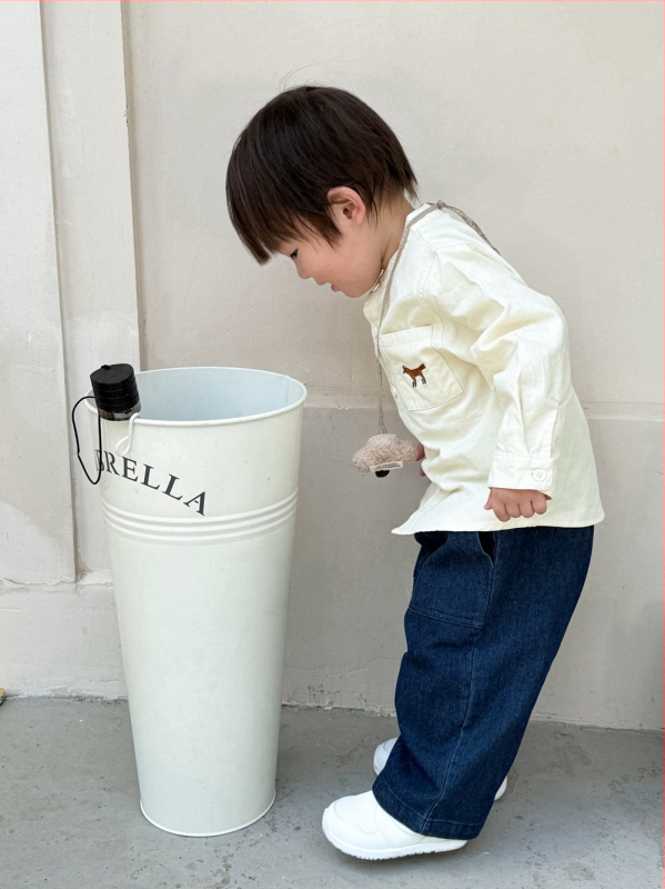 Dječja košulja s dugim rukavima, vezen lisicu, okrugli izrez, 100% pamuk, unisex