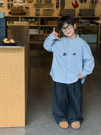 Muška košulja u korejskom stilu, s dugim rukavima, s izvezenom slovom, ovratnik turn-down, 95% pamuk, jesen