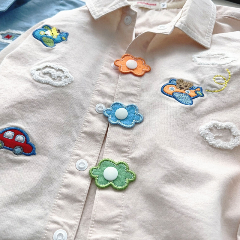 Dječja košulja u japanskom stilu, ovratnik s izšivkom, motiv medvjedića, 90% pamuk