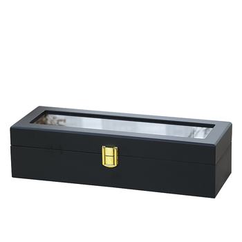 Box na vystavenie hodiniek, čierne broskyňové drevo s matným lakom, priehľadný, model 006013, odolný voči prachu a magnetizmu
