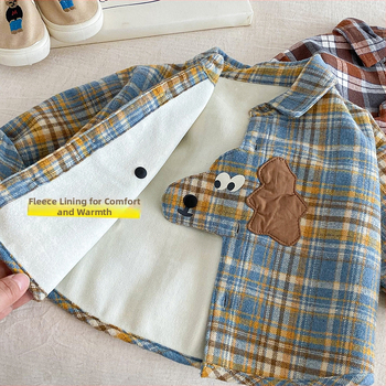 Cămașă în carouri din bumbac pentru băieți, stil coreean, iarnă, 3–8 ani, AY706