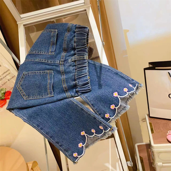 Dječja košulja s cvjetnom izvezom i ovratnikom lutke, dugi rukavi, 95% pamuk, mekan završni premaz, za dob 3–8 godina