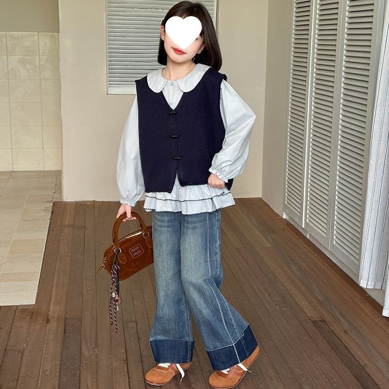 Dječji trodijelni kostim od corduroya s Rabbit Fur 50–70%, Leisure stil, proljeće 2025