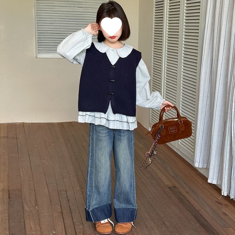 Dječji trodijelni kostim od corduroya s Rabbit Fur 50–70%, Leisure stil, proljeće 2025