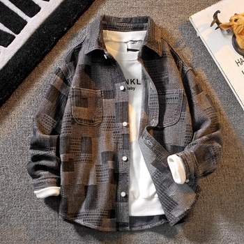 Fiúknak szóló koreai stílusú denim-ing, hosszú ujjúval, éles gallérral, tavasz–ősz