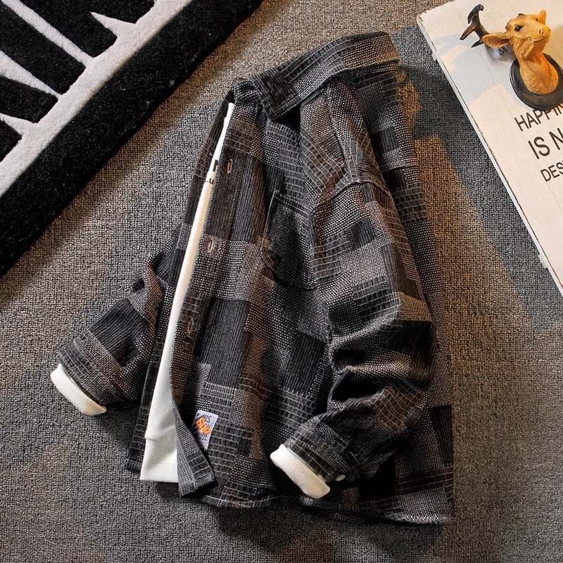 Fiúknak szóló koreai stílusú denim-ing, hosszú ujjúval, éles gallérral, tavasz–ősz