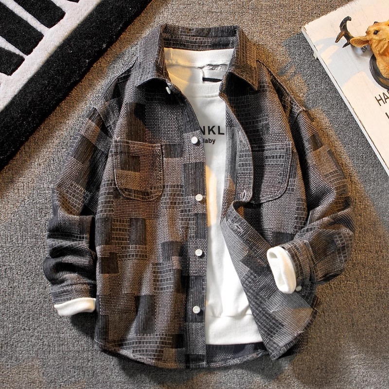 Fiúknak szóló koreai stílusú denim-ing, hosszú ujjúval, éles gallérral, tavasz–ősz