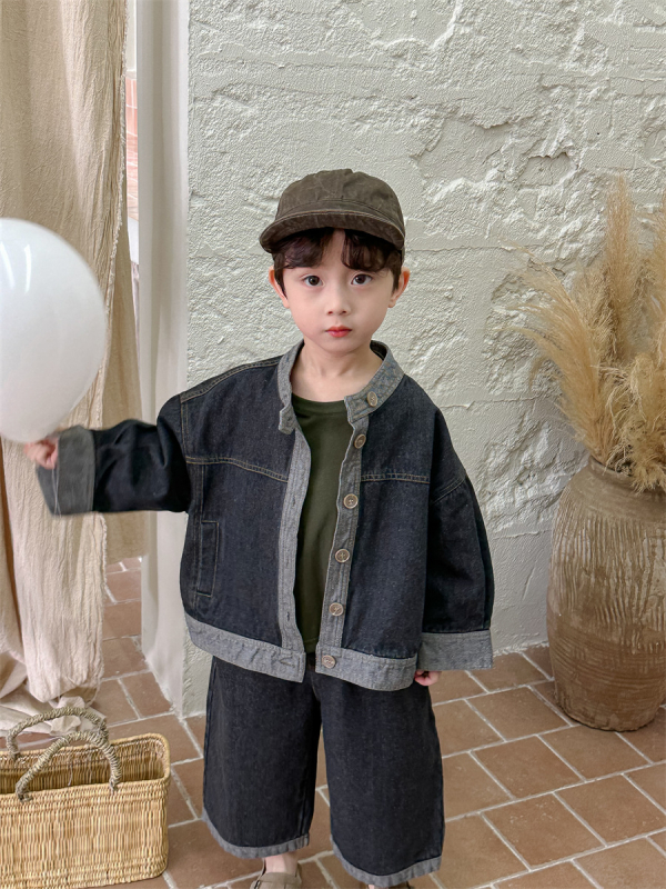 Dječji denim set: košulja-jakna i hlače ravnog kroja, korejski stil, 3–8 godina, proljeće/jesen