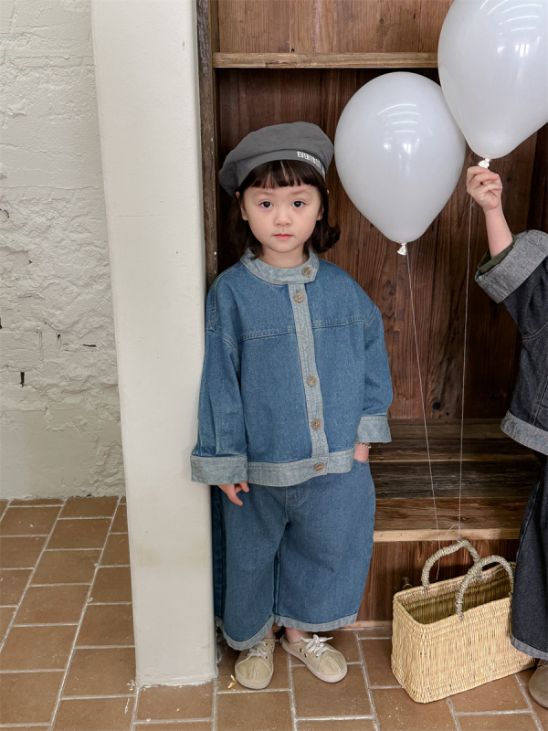 Dječji denim set: košulja-jakna i hlače ravnog kroja, korejski stil, 3–8 godina, proljeće/jesen