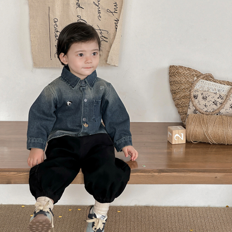 DIANXI Dječji dvodijelni set za dječake: denim košulja-jakna i pamuk hlače, korejski stil, jesen 2025