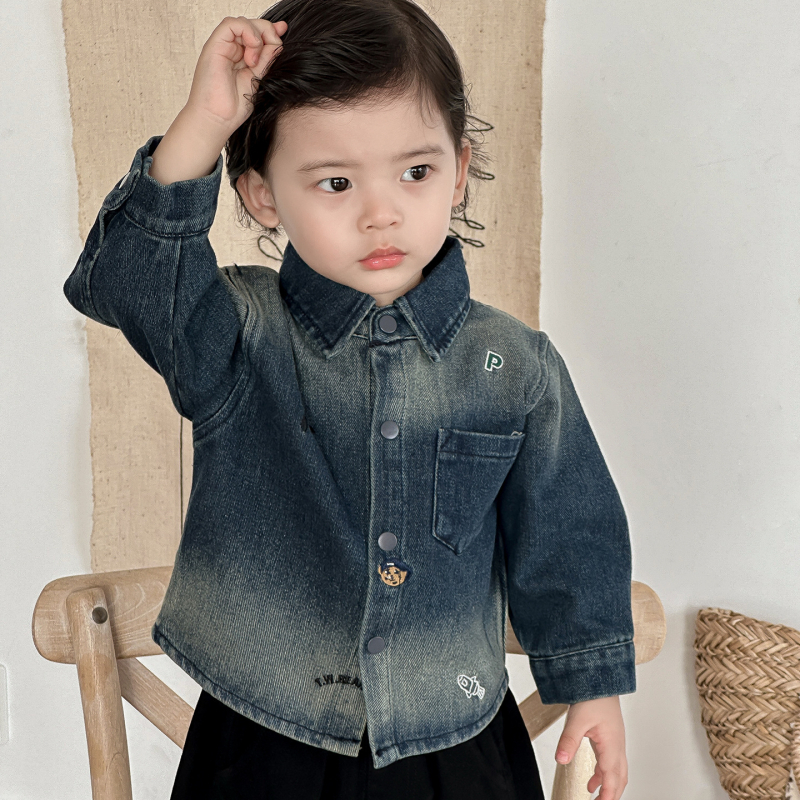 DIANXI Dječji dvodijelni set za dječake: denim košulja-jakna i pamuk hlače, korejski stil, jesen 2025