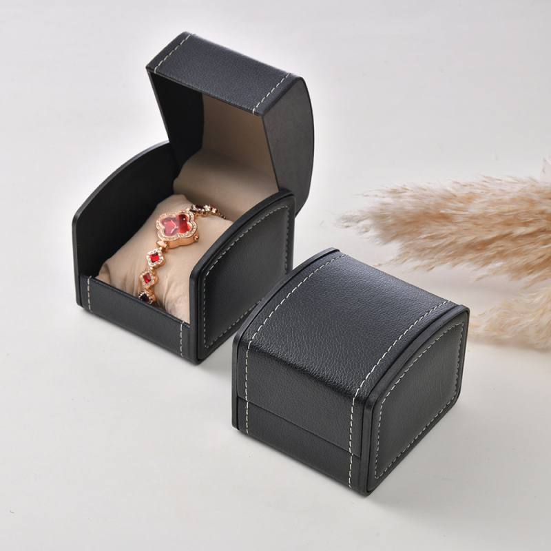 PU bőrű óratartó doboz íves fedéllel – mechanikus órák és ékszerek, karkötő rendező