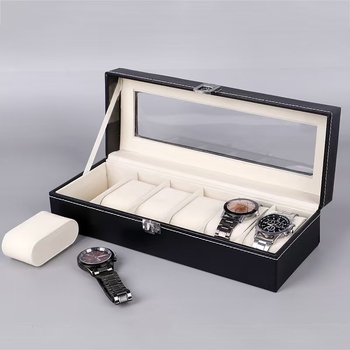 PU koža kutija za satove sa prozorom, prikaz i pohrana nakita, 3/6/10 pretinaca, model 327