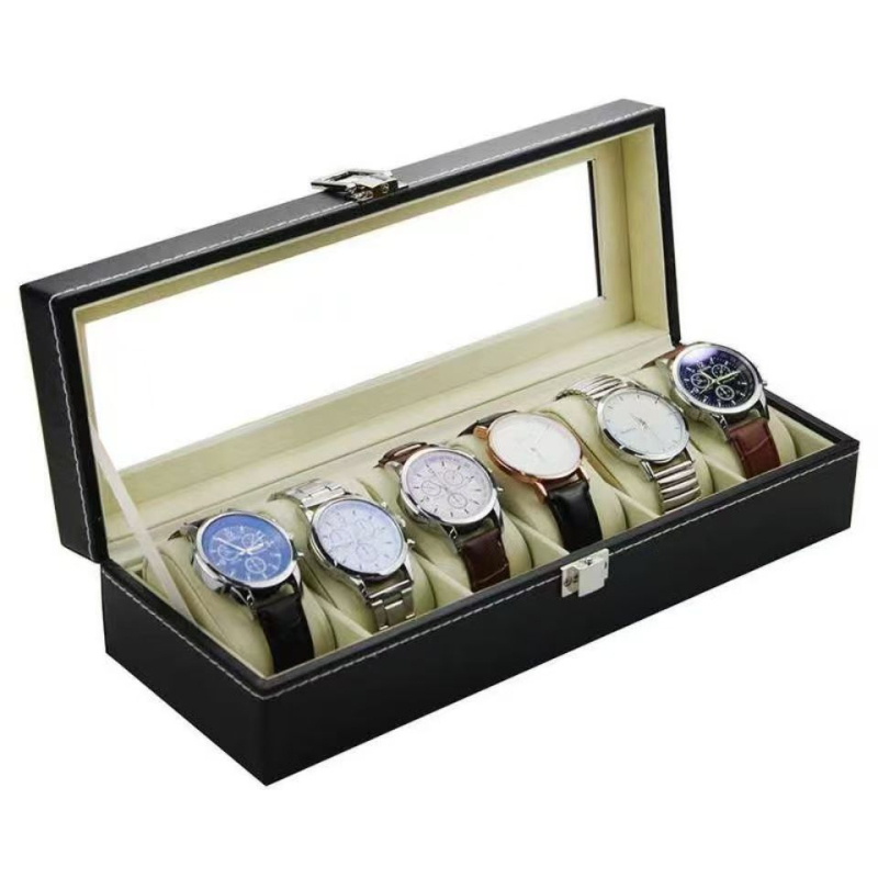 PU koža kutija za satove sa prozorom, prikaz i pohrana nakita, 3/6/10 pretinaca, model 327