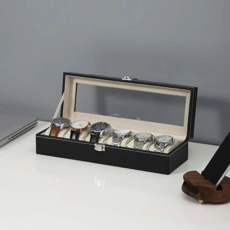 PU koža kutija za satove sa prozorom, prikaz i pohrana nakita, 3/6/10 pretinaca, model 327