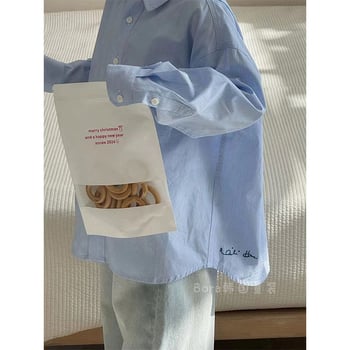 Dječja unisex košulja s dugim rukavima i reverom (lapel), 100% pamuk, mekan dodir, jednobojna, ležerni stil, za djecu stariju od 8 godina (iznad 140 cm), proljeće 2025 izlazak