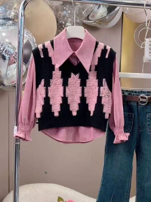 Dječji dvodijelni kostim, korejskog stila, hlačasti set, proljeće i jesen, poliester 30%