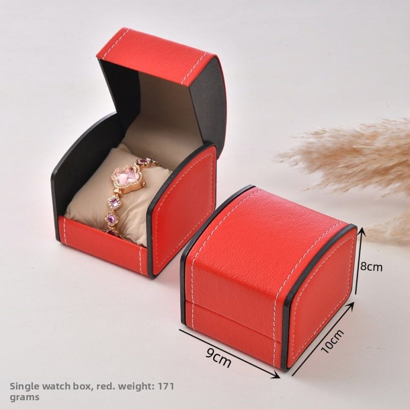 Box na hodinky s oblúkovým vekom, PU koža, úložný priestor na šperky a náramky, rozmery 9×10×8 cm, pre mechanické hodinky — Fenfen Packaging