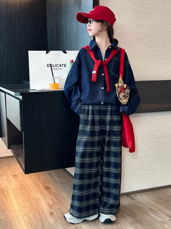 Geacă denim pentru fete, din bumbac, culoare solidă, închidere cu nasturi, fără glugă, grosime medie, potrivită primăvară-toamnă, pentru copii peste 8 ani