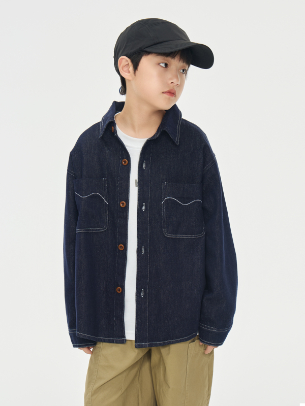 Jachetă jean pentru copii, 85% bumbac, unisex, închidere cu nasturi, toamnă 2024, vârsta 3–8 ani