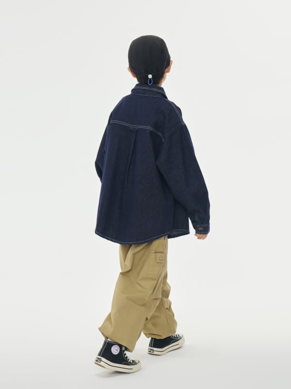 Jachetă jean pentru copii, 85% bumbac, unisex, închidere cu nasturi, toamnă 2024, vârsta 3–8 ani
