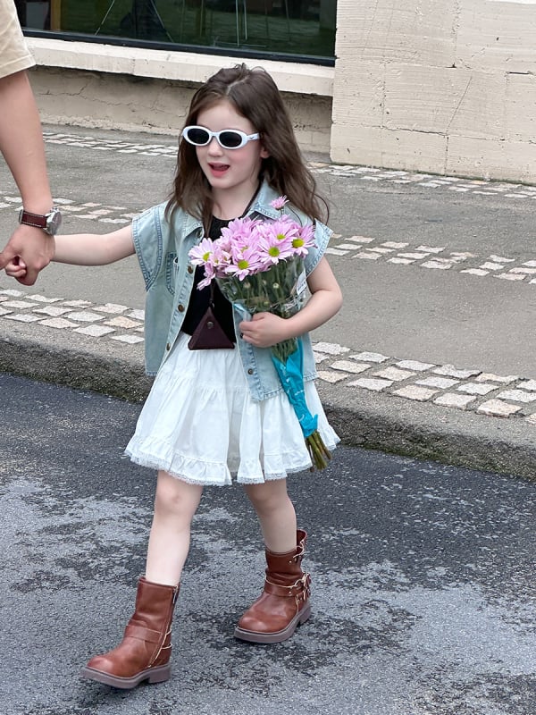 Dječja denimska košulja s pamukom i lyocellom, korejski stil, kratki rukavi, ovratnik, ljeto 2025