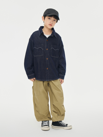 Jachetă denim pentru copii, unisex, mâneci lungi, închidere cu nasturi în linie, denim din bumbac 85%, finisaj moale