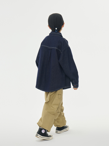 Jachetă denim pentru copii, unisex, mâneci lungi, închidere cu nasturi în linie, denim din bumbac 85%, finisaj moale