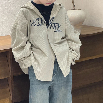 Uniszex gyerekeknek szóló hosszú ujjú ing, reveres gallérral, poliészter anyag, téli viselet